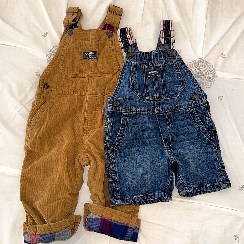 Vintage Oshkosh Jean Denim Shorts and Corduroy Pant Overalls